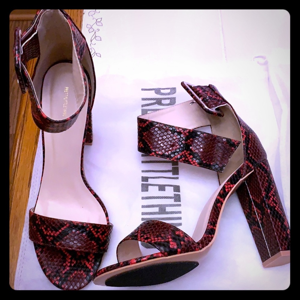 Red and Black shoes without the box.